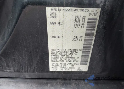2018 Nissan Altima 2.5 S from USA, damaged, VIN 1N4AL3AP3JC295190
